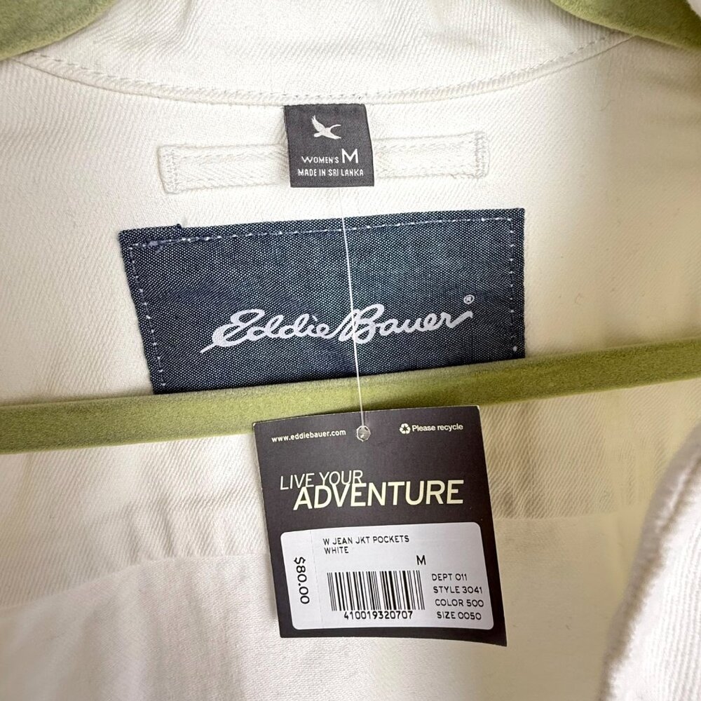 Eddie Bauer Women's White Denim Jacket NWT Size M - Picture 2 of 4